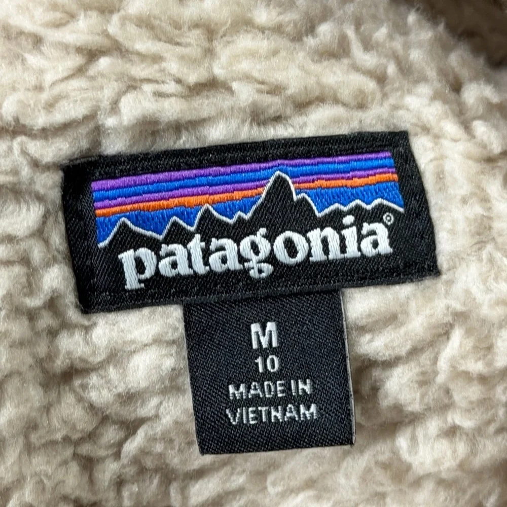 Patagonia Cream Vest Jacket Sherpa Outerwear Boys Kids Youth Coat Jacket